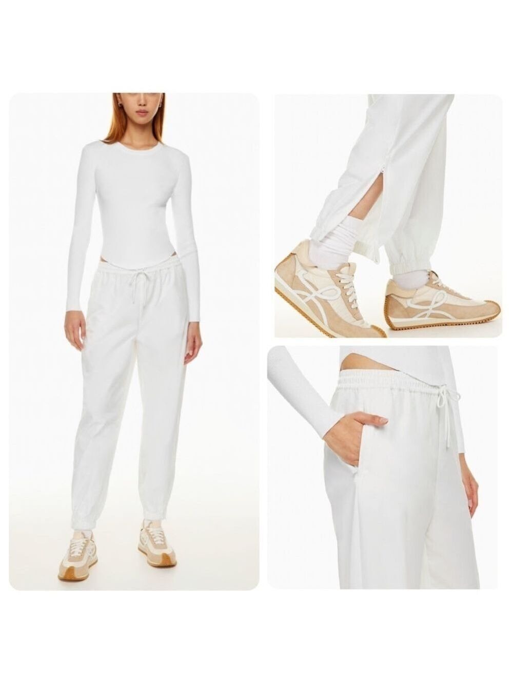 Aritzia Babaton Poe Joggers Pants Mid-rise Water Repellent in White Size Small